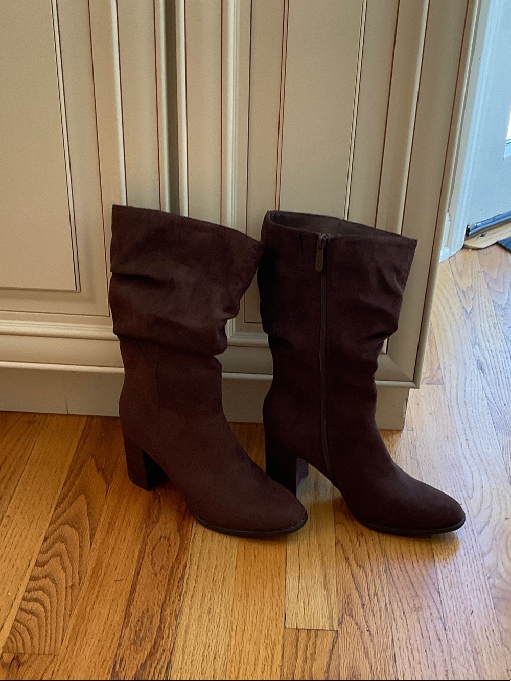 Style & Co. Dark Brown Suede Mid-Calf Heeled Boots